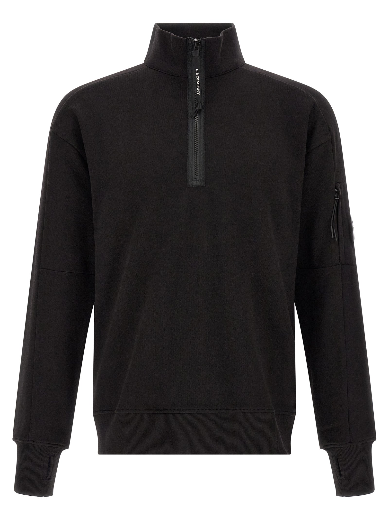 C.P. Company Half-Zip Cotton Sweatshirt — Black by C.p. Company