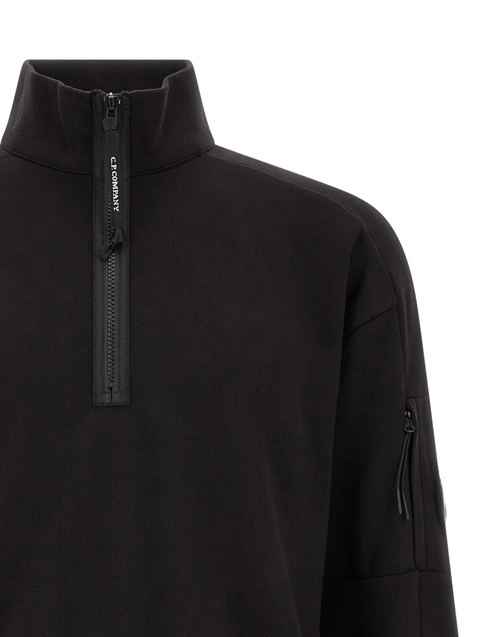 C.P. Company Half-Zip Cotton Sweatshirt — Black, view 3
