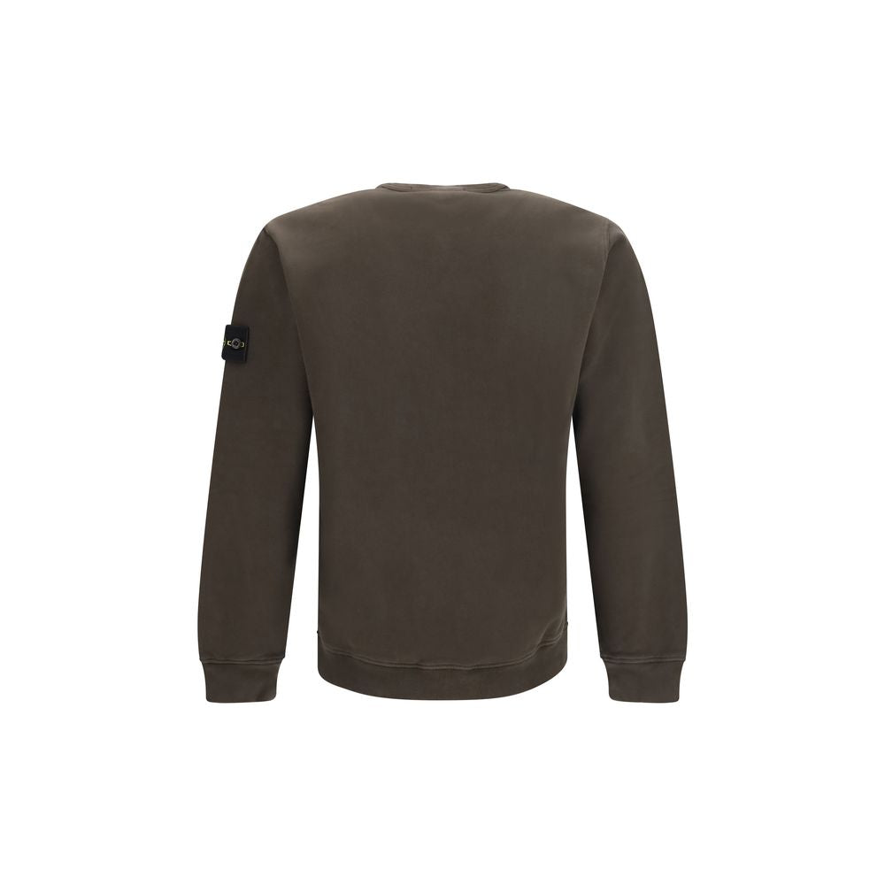 Stone Island Stretch Cotton Fleece Sweatshirt — Brown, view 2