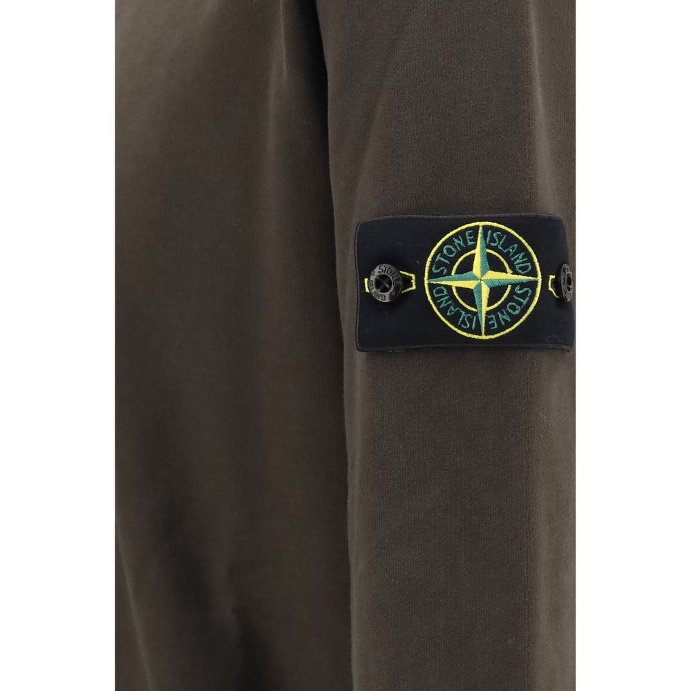 Stone Island Stretch Cotton Fleece Sweatshirt — Brown, view 3