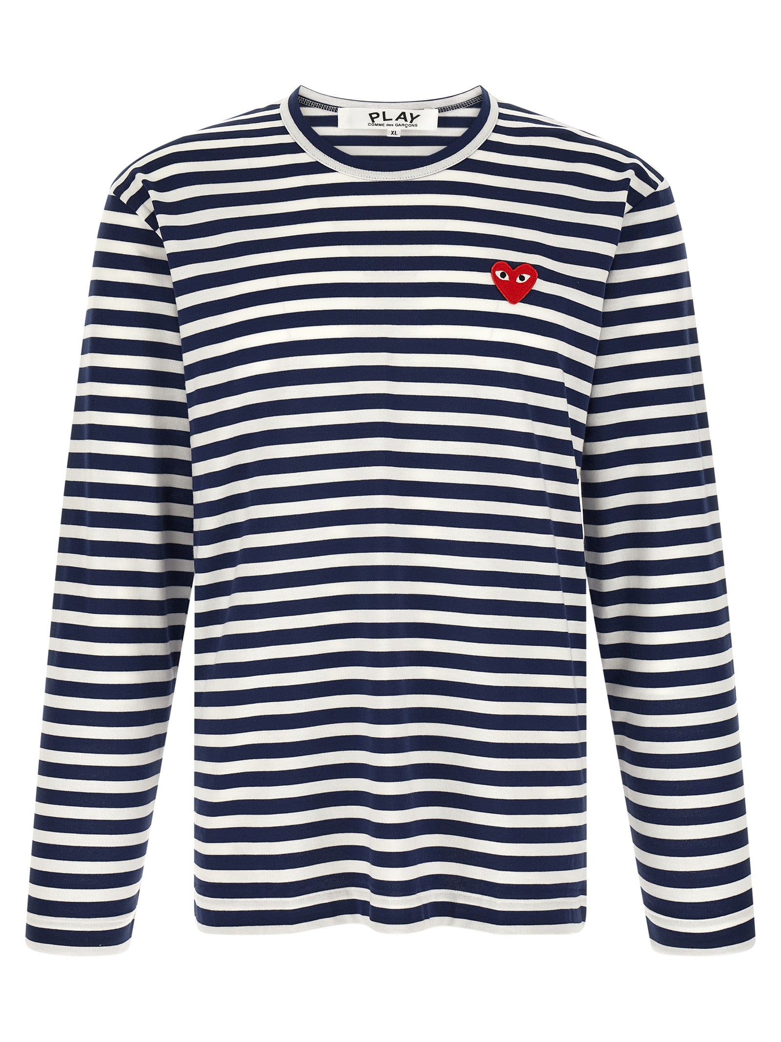 Comme Des GarçOns Play Striped Cotton T-Shirt — Navy by Comme Des Garçons Play