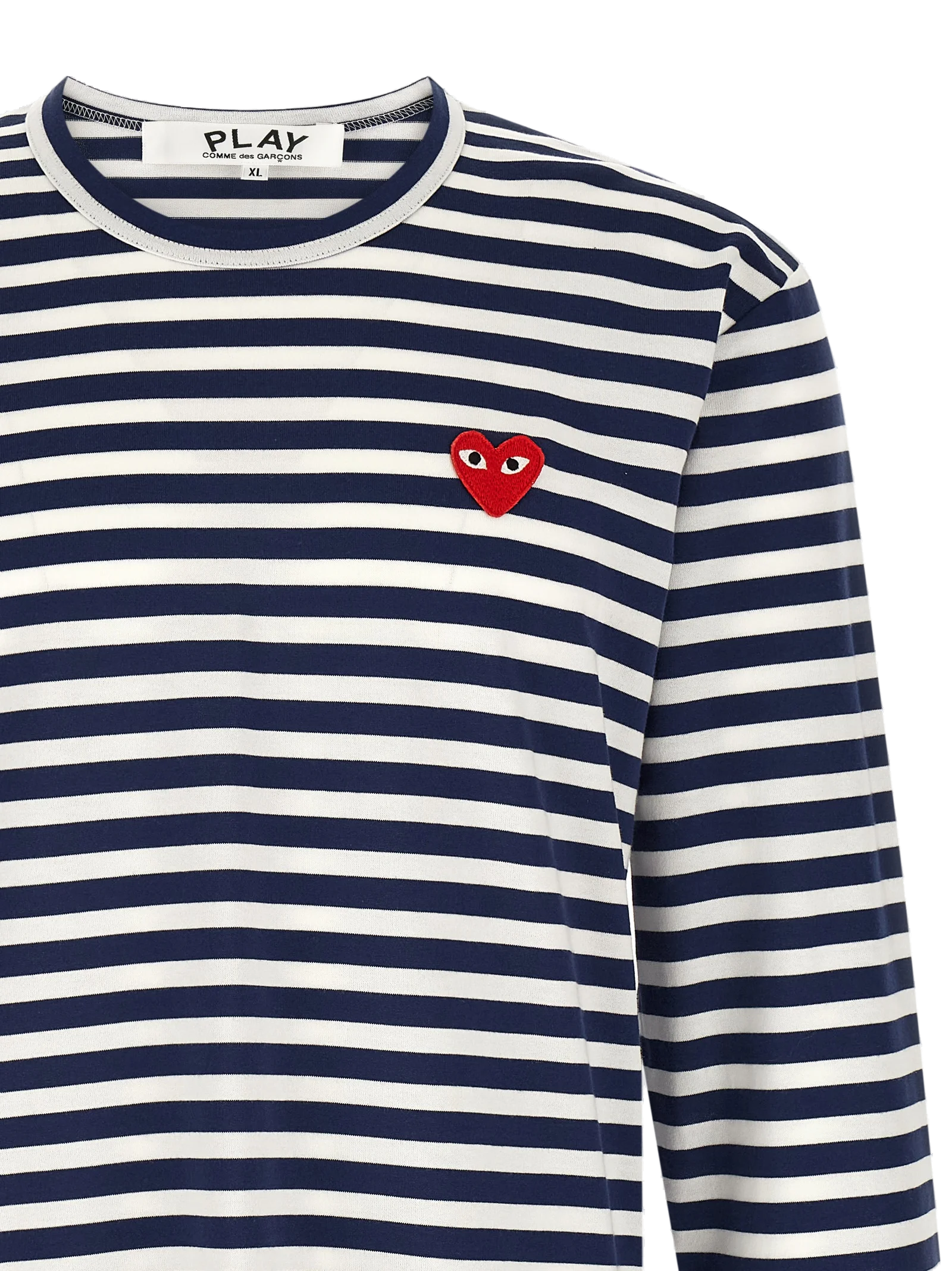 Comme Des GarçOns Play Striped Cotton T-Shirt — Navy, view 3