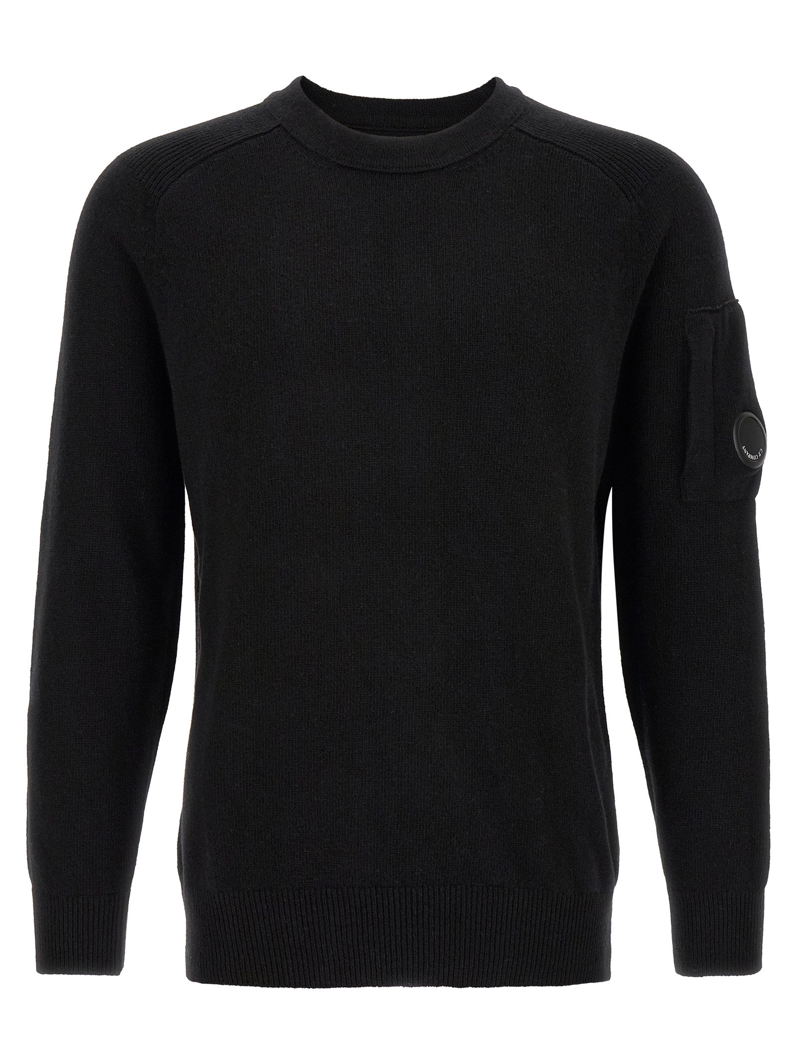 C.P. Company Recycled Wool with Lens Detail Sweater — Black by C.p. Company