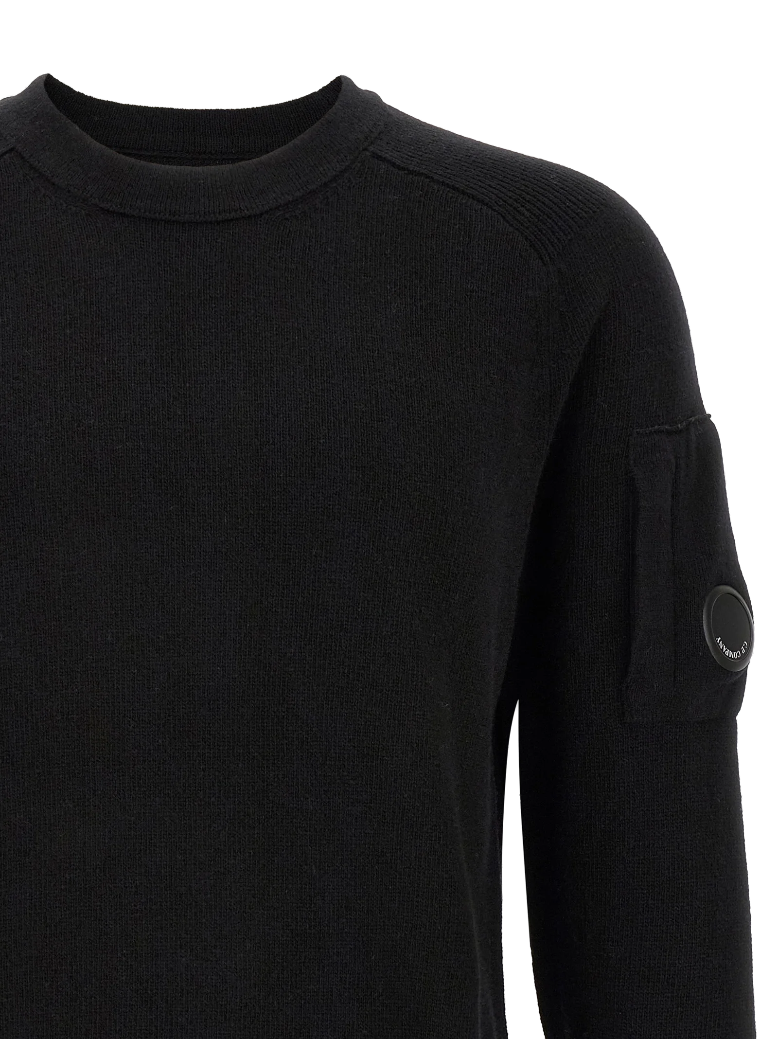 C.P. Company Recycled Wool with Lens Detail Sweater — Black, view 3