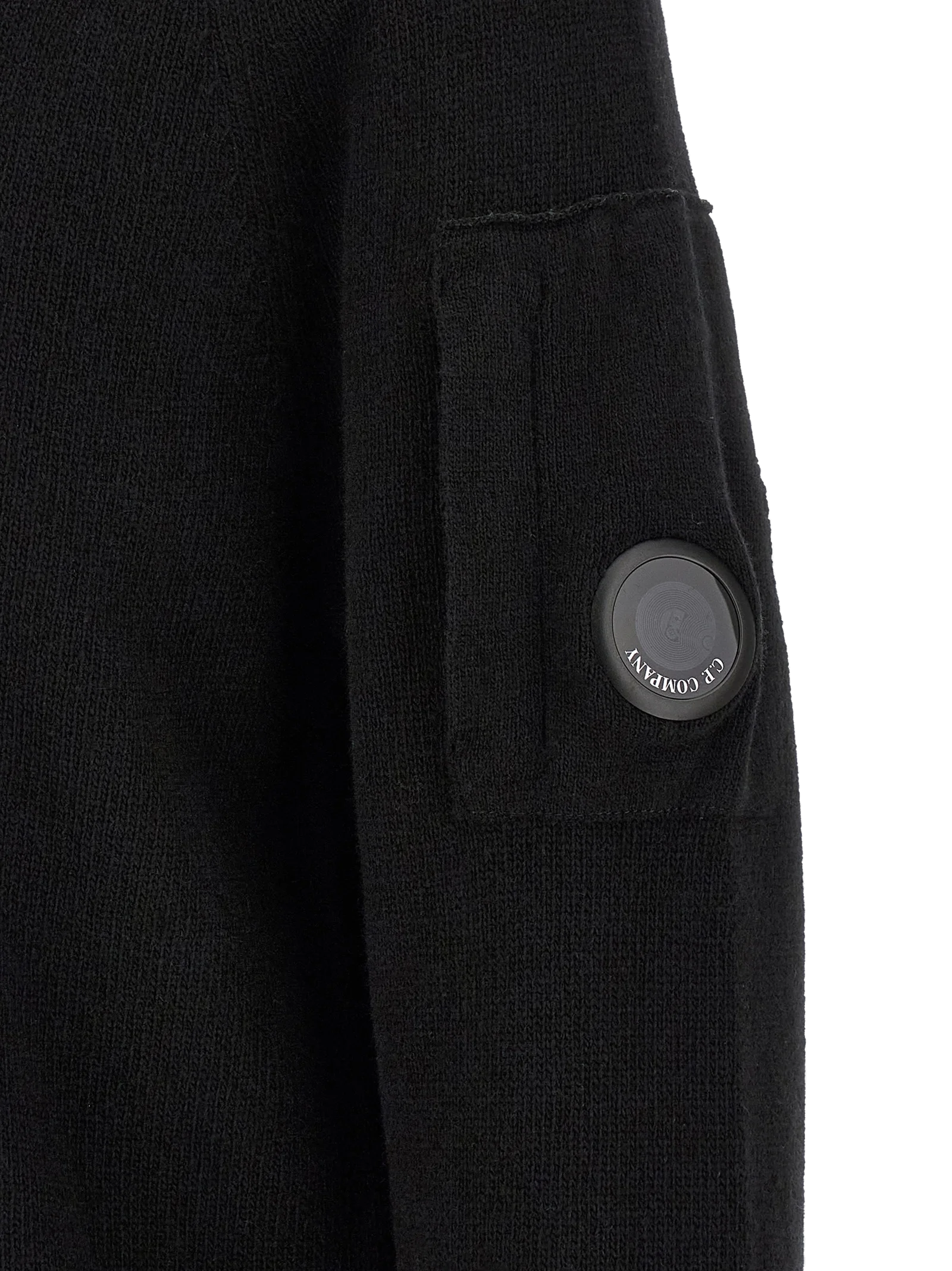 C.P. Company Recycled Wool with Lens Detail Sweater — Black, view 5