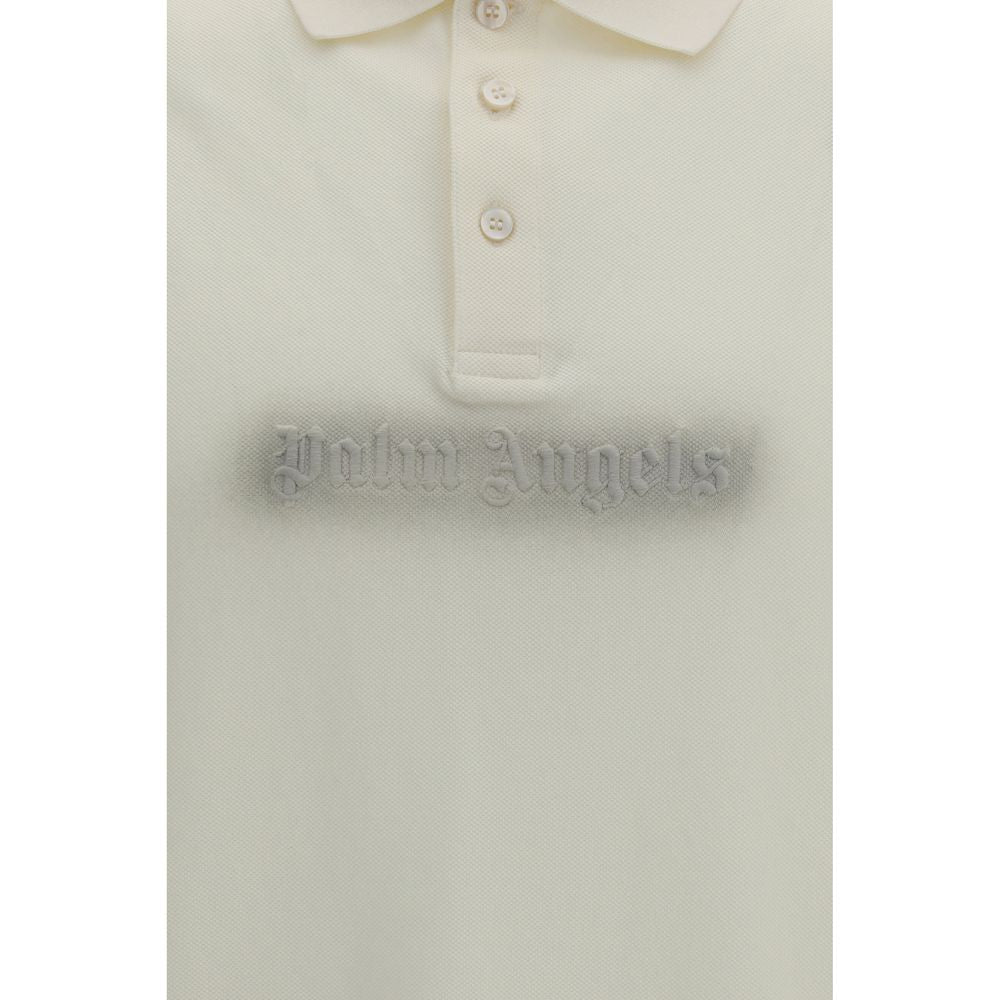 Palm Angels Logo-Embroidered Cotton Polo Shirt — Beige, view 3
