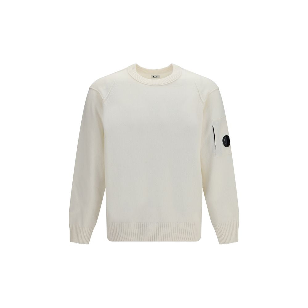 C.P. Company GRS Merino Wool Crewneck Sweater — White by C.p. Company