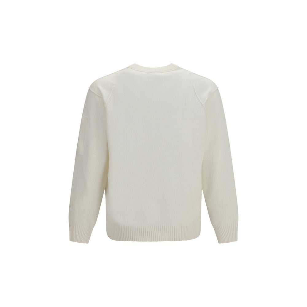 C.P. Company GRS Merino Wool Crewneck Sweater — White, view 2
