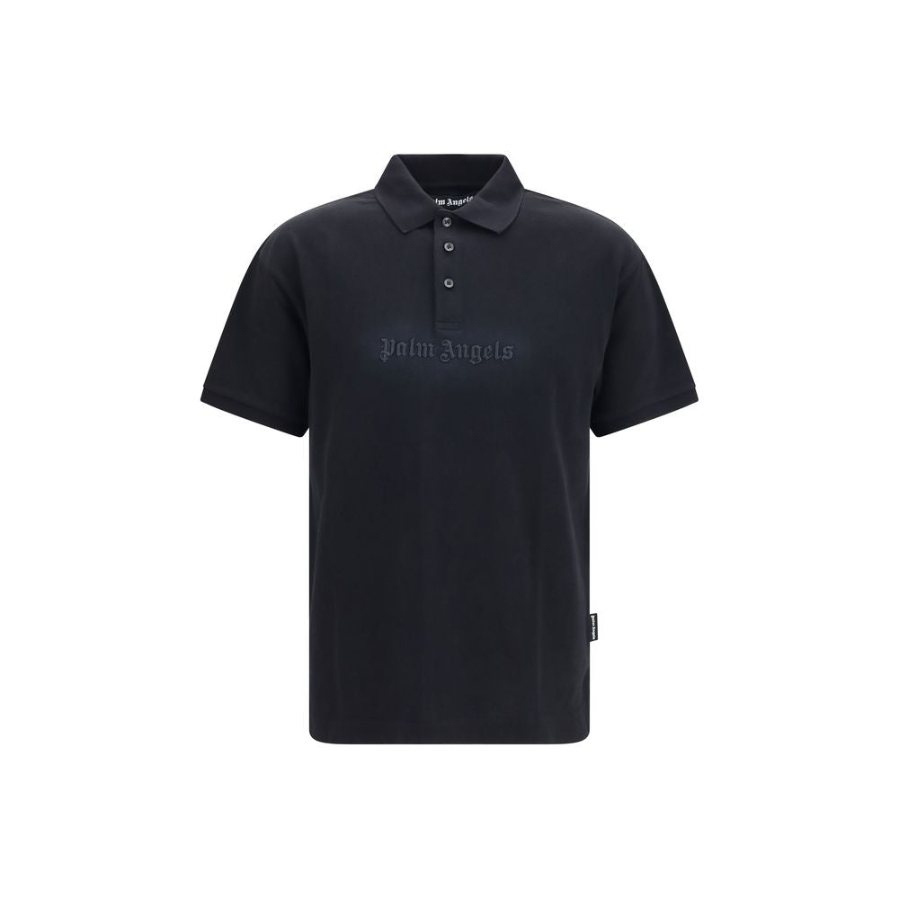Palm Angels Embroidered Logo Cotton Polo Shirt — Black by Palm Angels