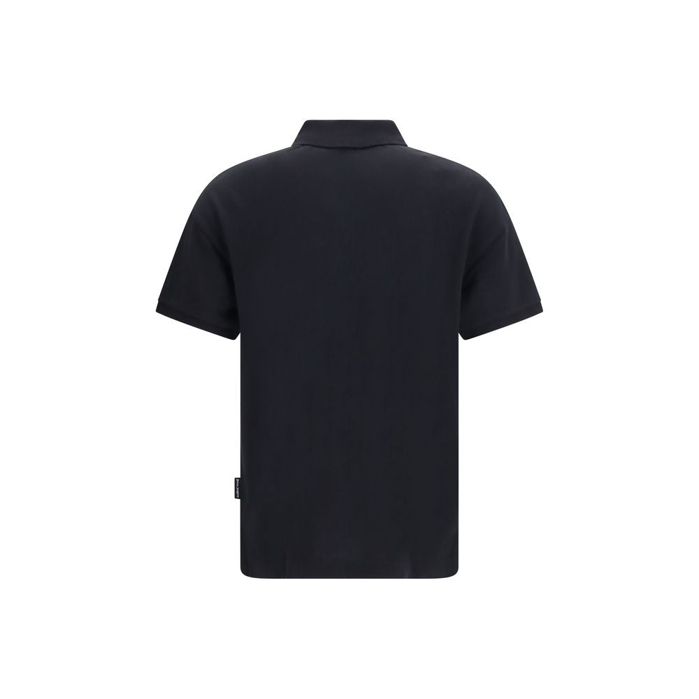 Palm Angels Embroidered Logo Cotton Polo Shirt — Black, view 2