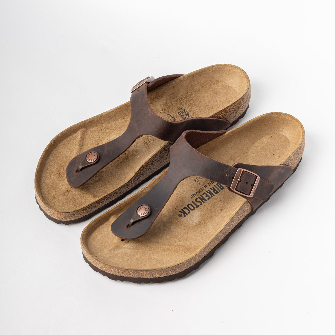 Birkenstock Oiled Leather Thong Sandals — Brown, view 4