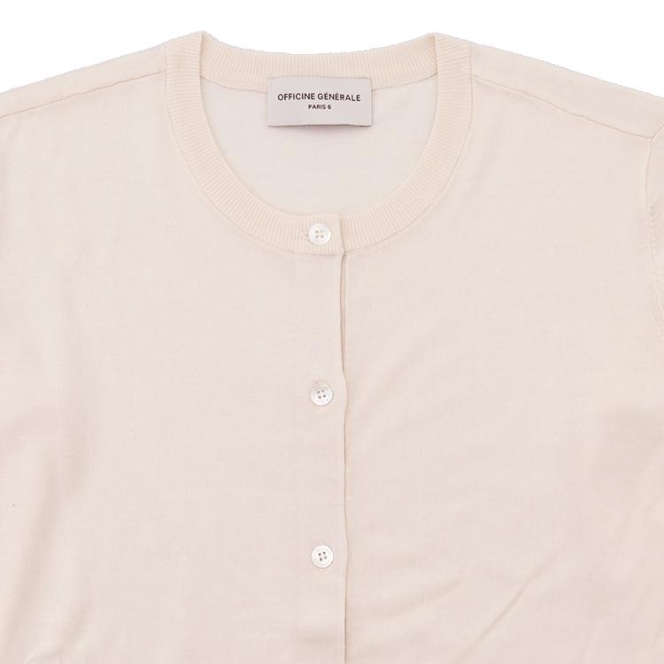 Officine Generale Lyocell Blend Cardigan — White, view 6