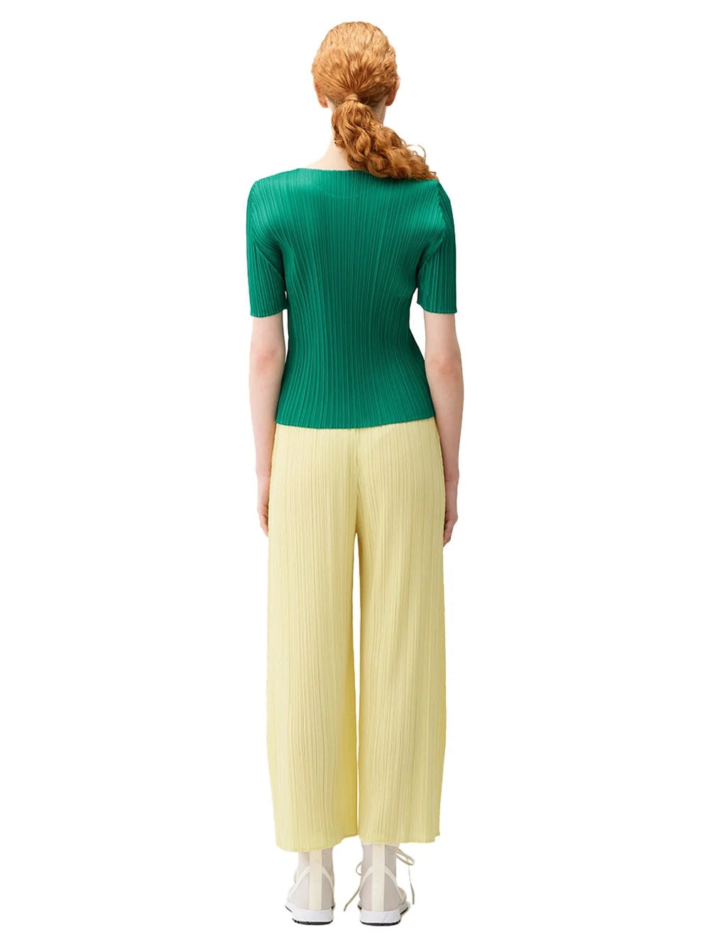 Issey Miyake Pleated Polyester Sweater — Green, view 5