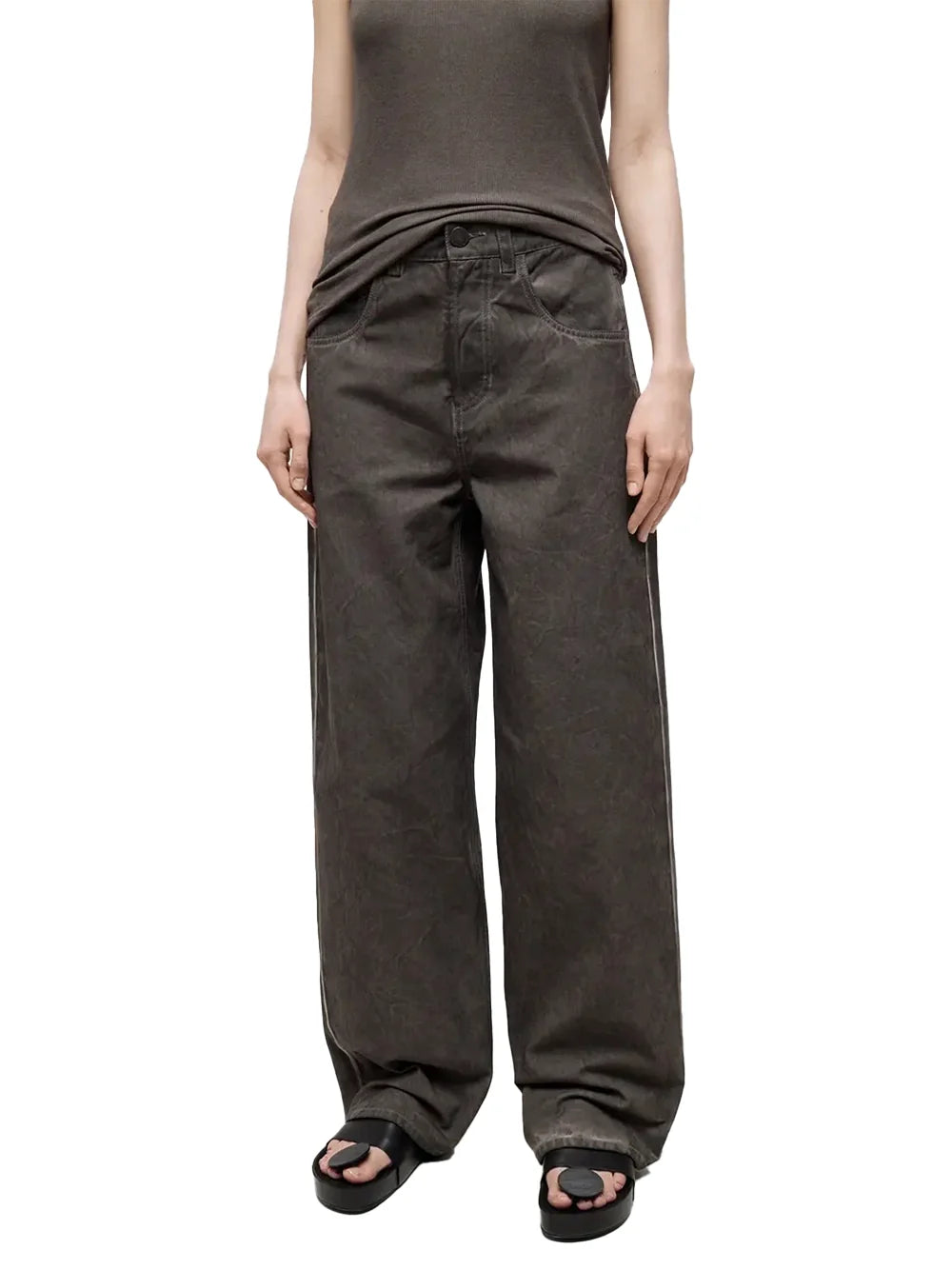 Uma Wang Phyllis Trousers — Grey Brown, view 3