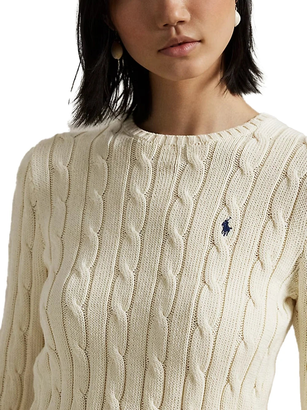 Ralph Lauren Wool-Cashmere Cable-Knit Sweater — White, view 5