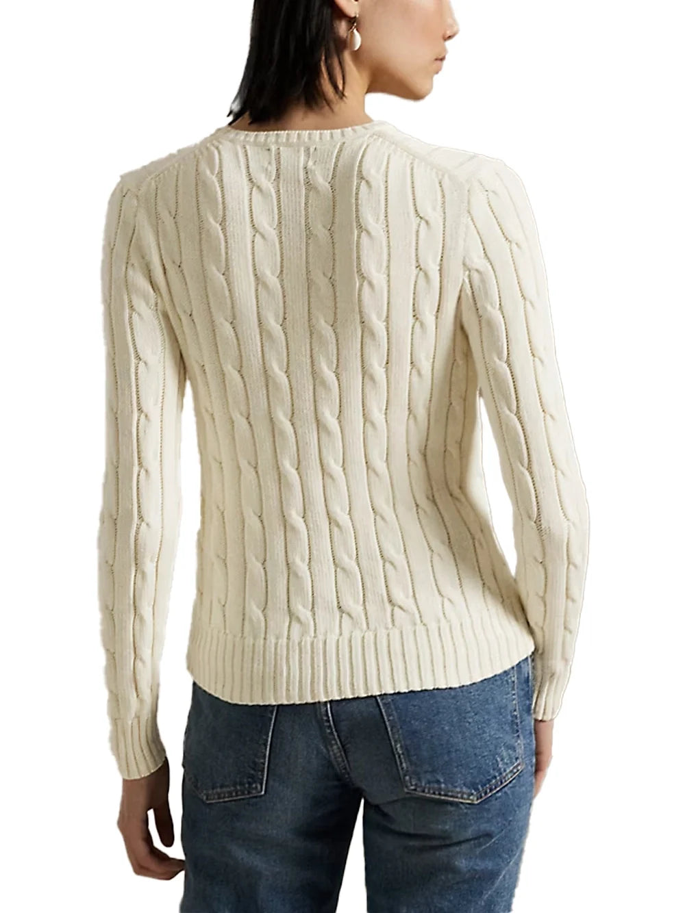 Ralph Lauren Wool-Cashmere Cable-Knit Sweater — White, view 6