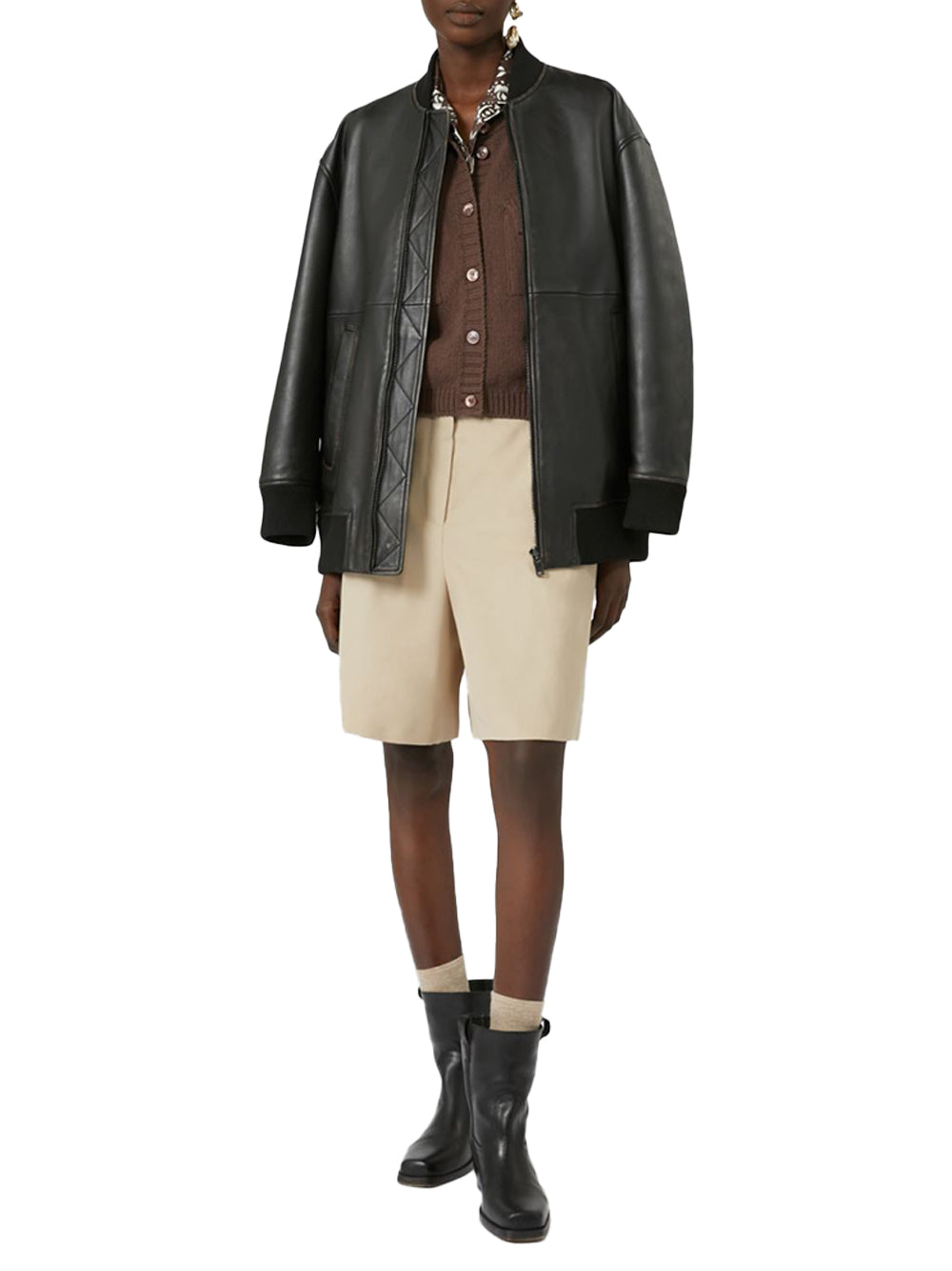 Weekend Maxmara Cotton-Blend Rib-Knit Gilet — Brown, view 2