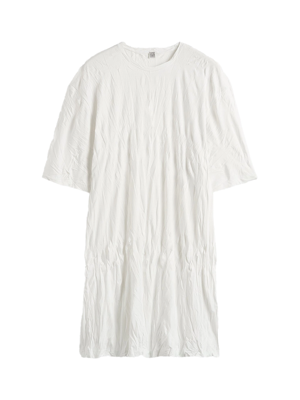 Toteme Crinkled Knit Tunic Dress — White by Toteme