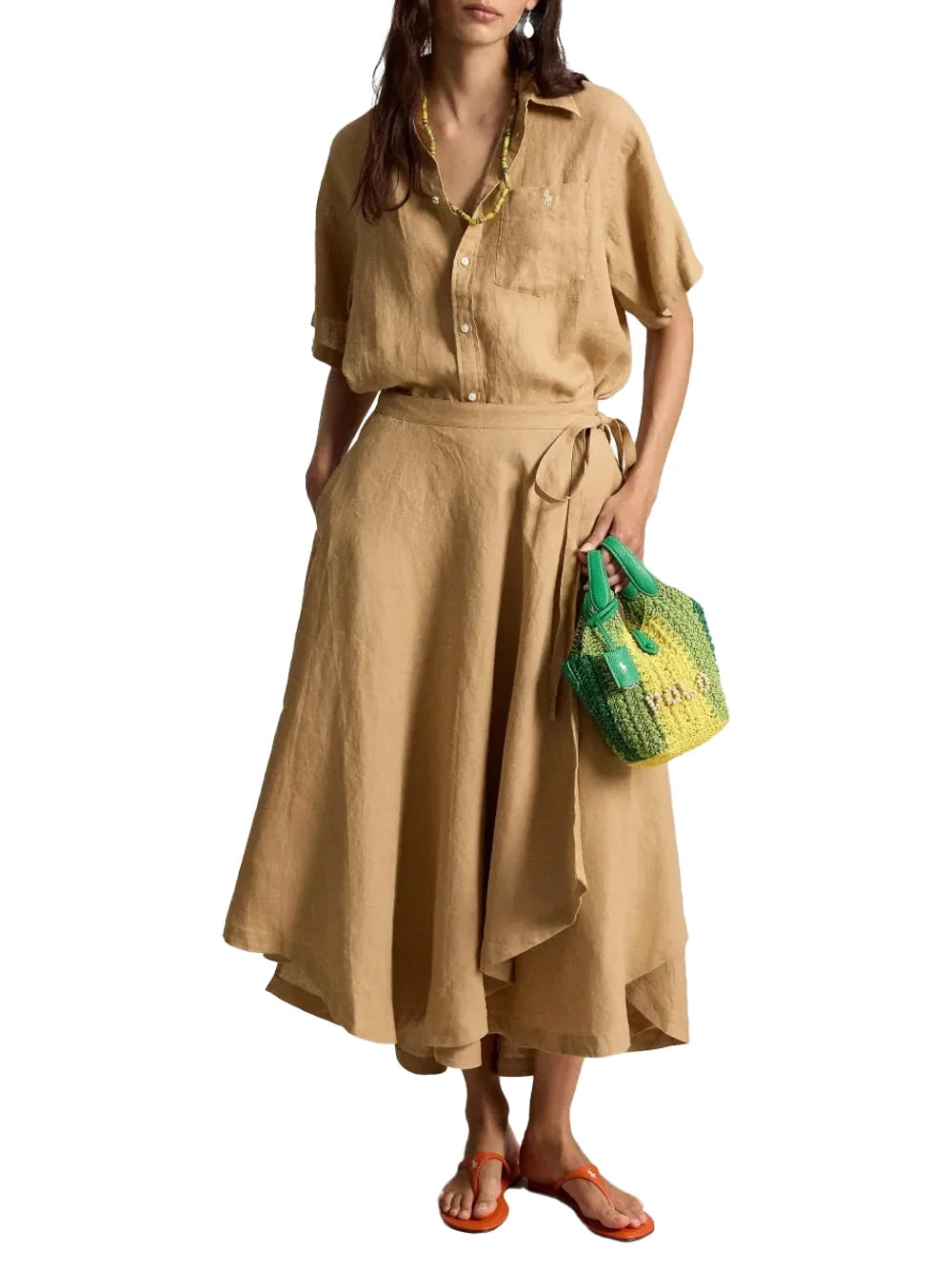 Ralph Lauren Patch Pocket Linen Shirt — Beige, view 2