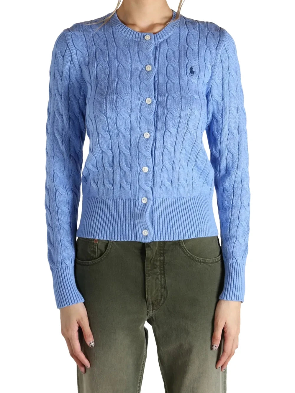Ralph Lauren Cable-Knit Cotton Cardigan — Blue, view 2