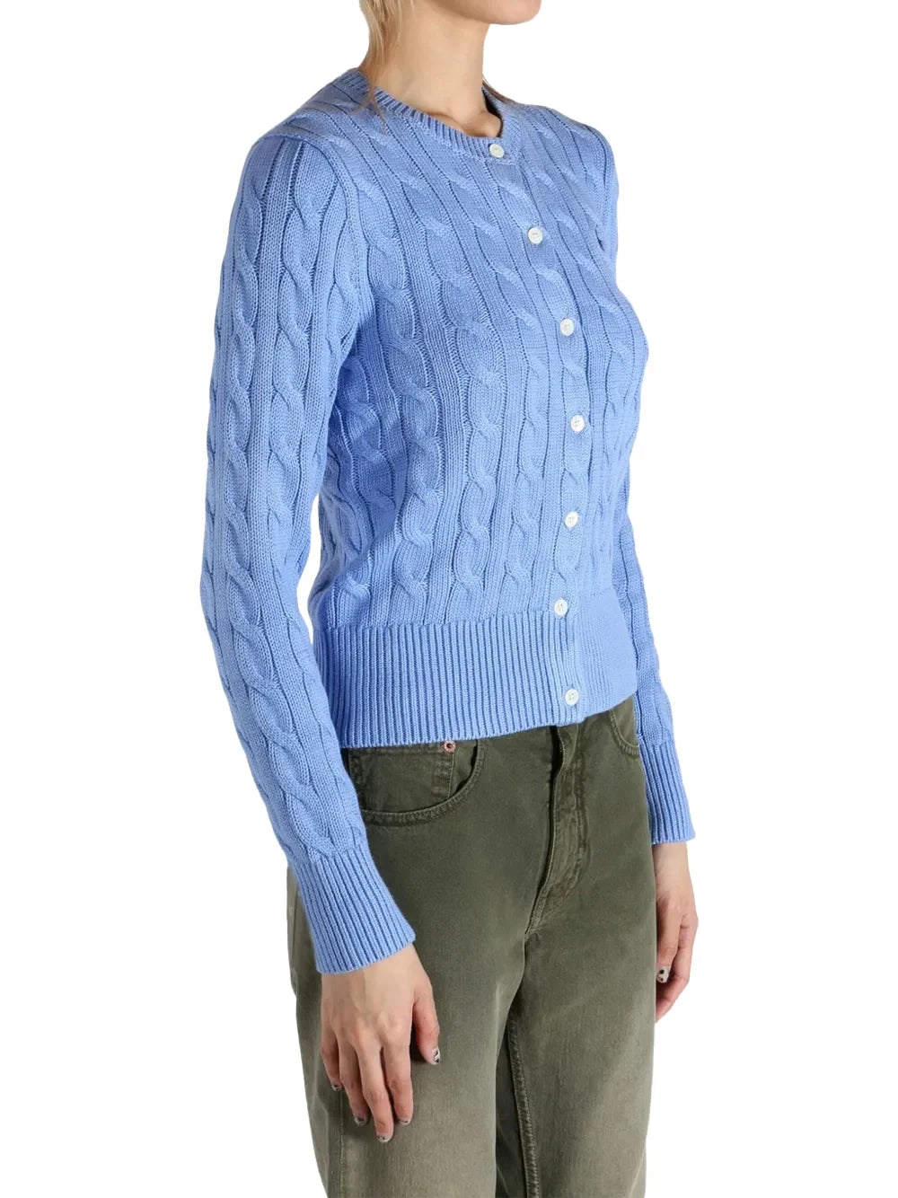Ralph Lauren Cable-Knit Cotton Cardigan — Blue, view 3