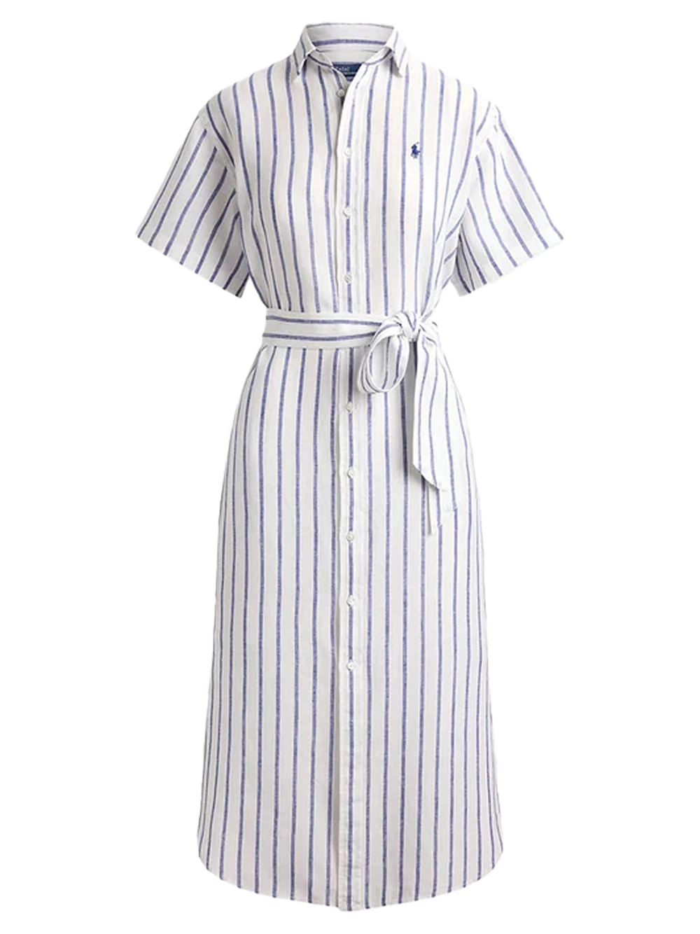 Ralph Lauren Striped Linen Midi Dress — White by Ralph Lauren