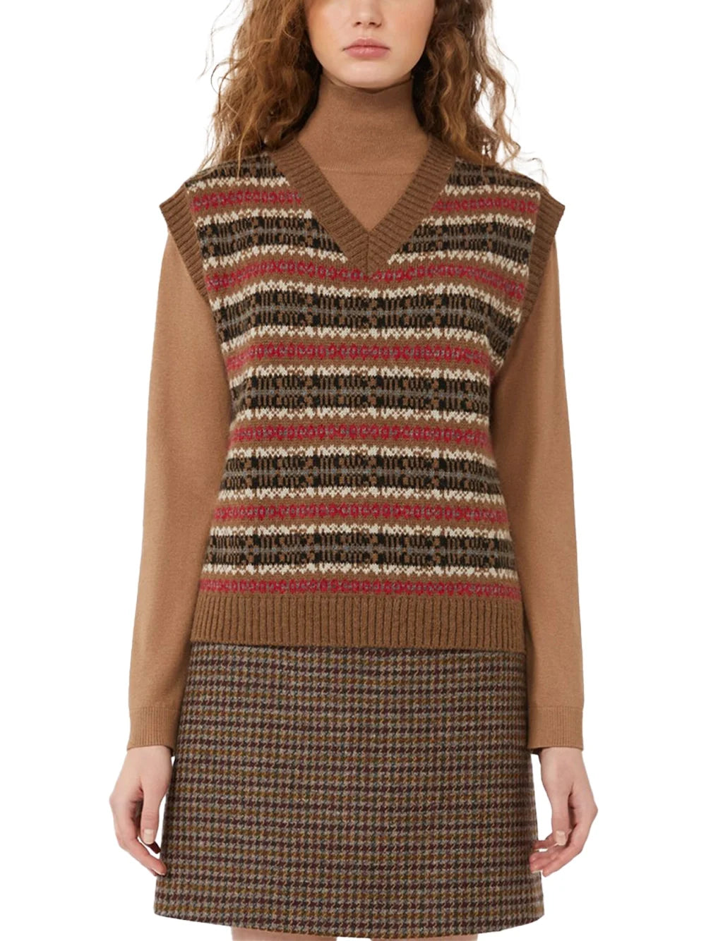 Weekend Maxmara Wool and Alpaca Jacquard Gilet — Camel, view 3