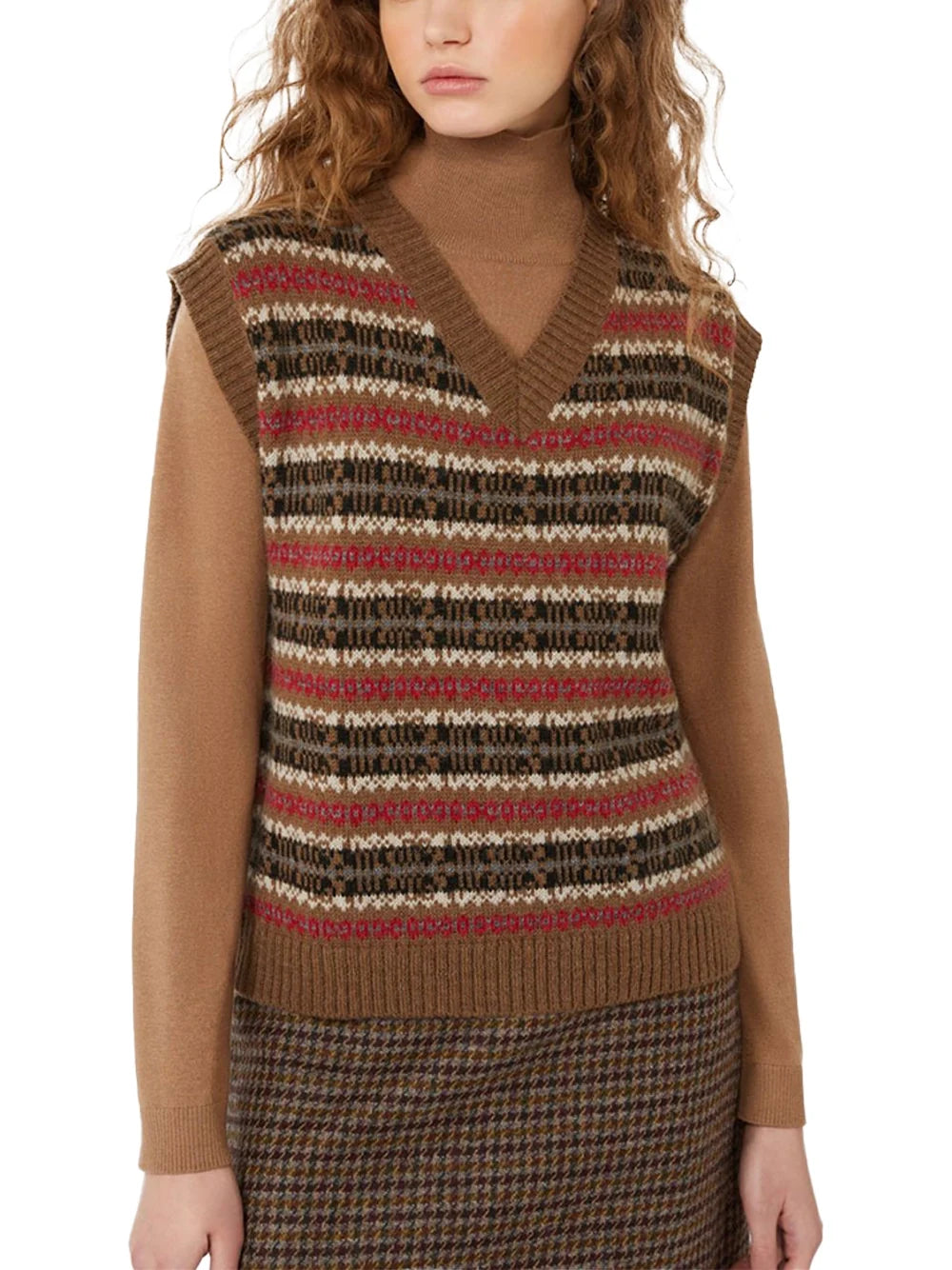 Weekend Maxmara Wool and Alpaca Jacquard Gilet — Camel, view 4