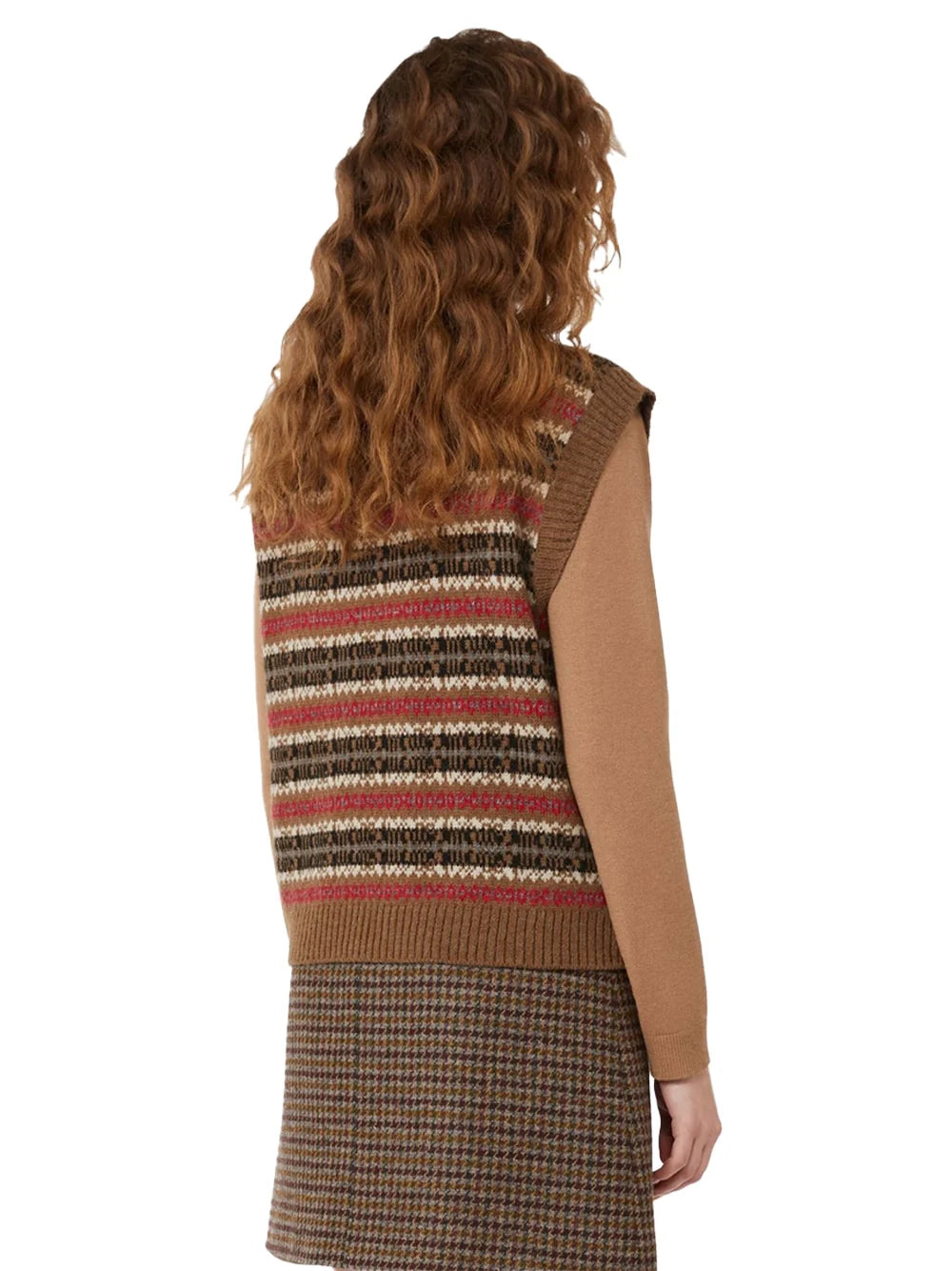 Weekend Maxmara Wool and Alpaca Jacquard Gilet — Camel, view 5