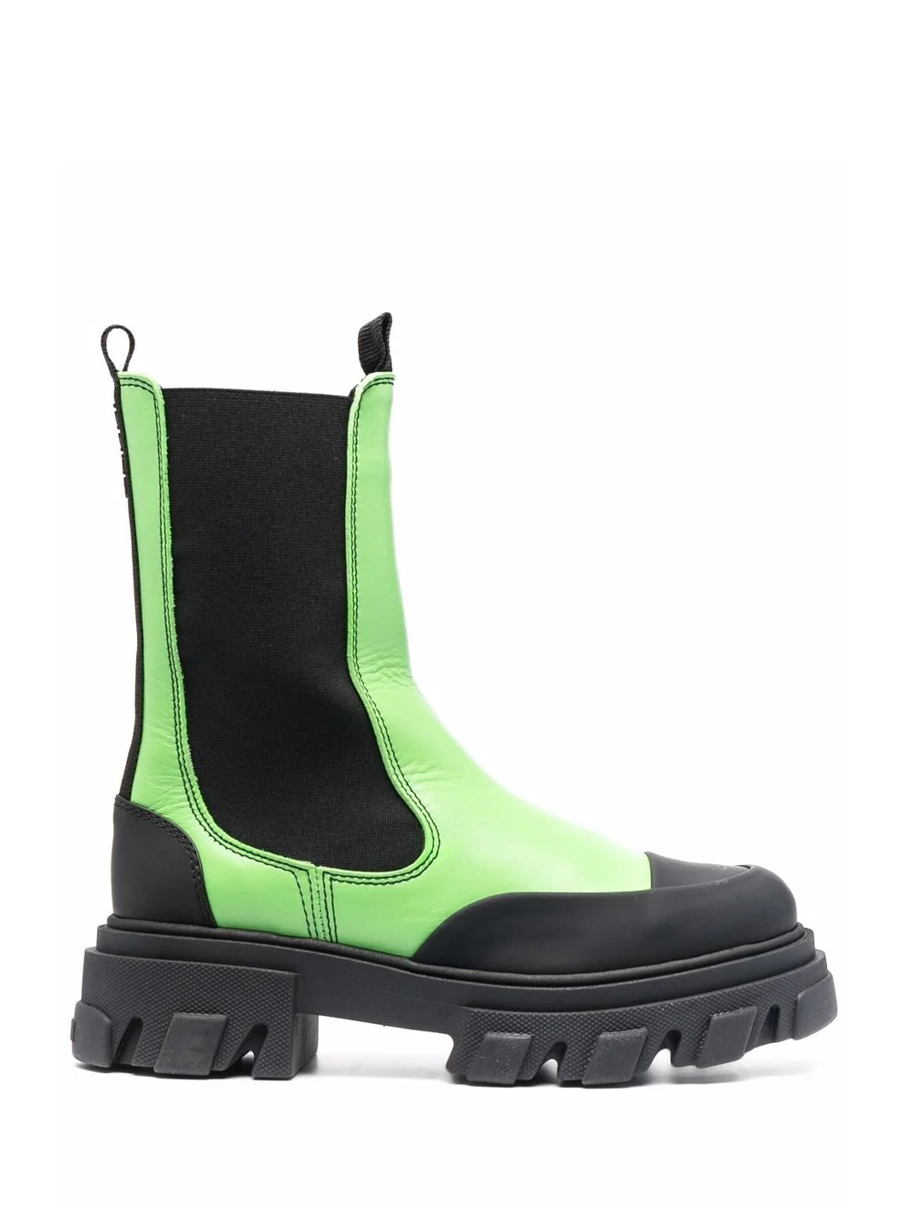 Ganni Color-Block Leather Chelsea Boot — Green by Ganni