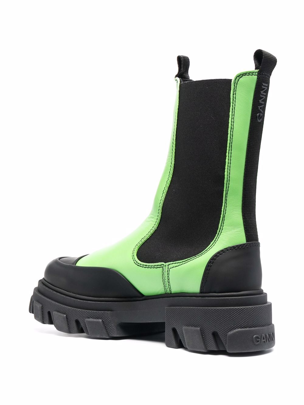 Ganni Color-Block Leather Chelsea Boot — Green, view 4