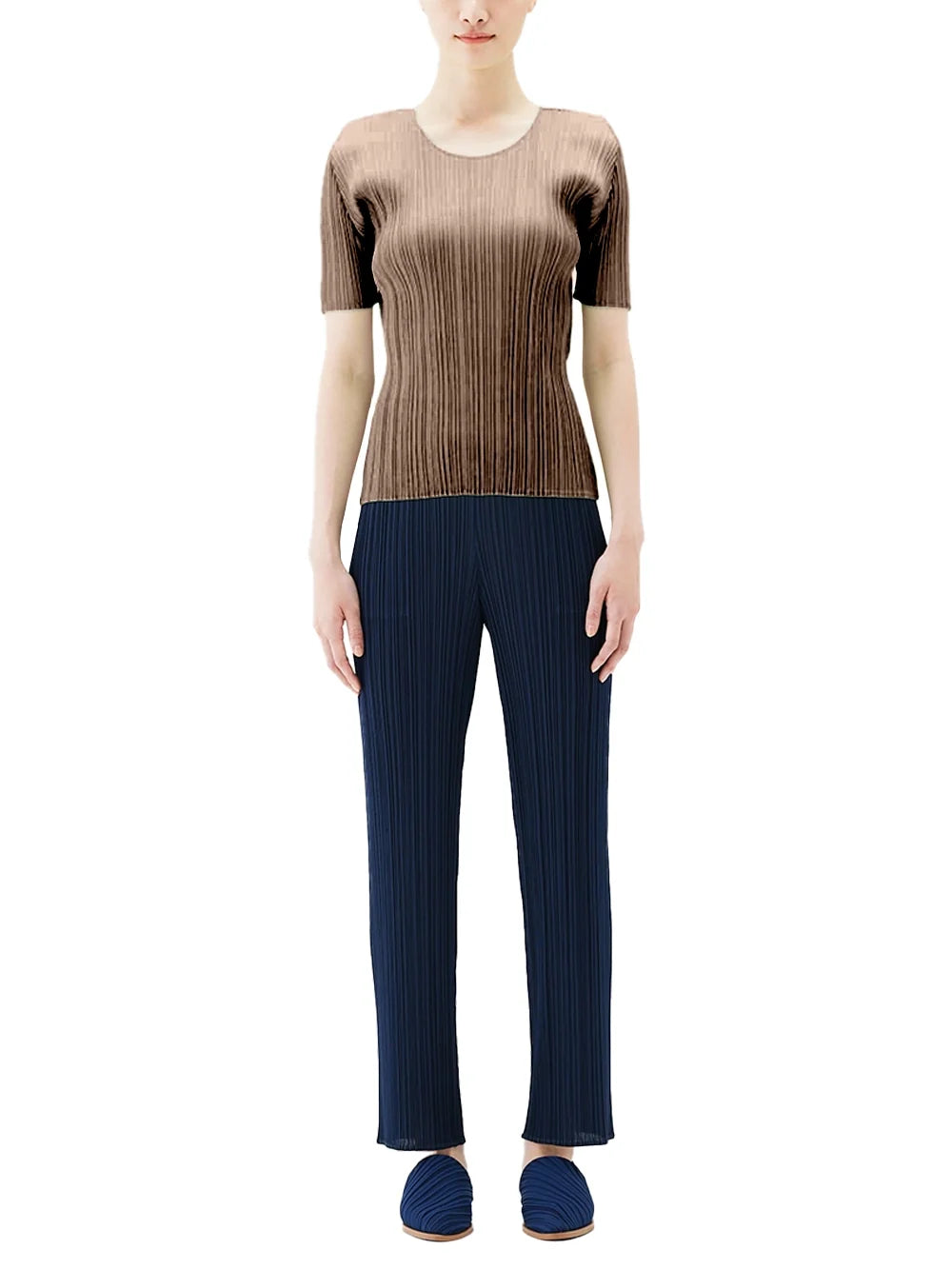 Issey Miyake Pleats Please Top — Brown, view 3