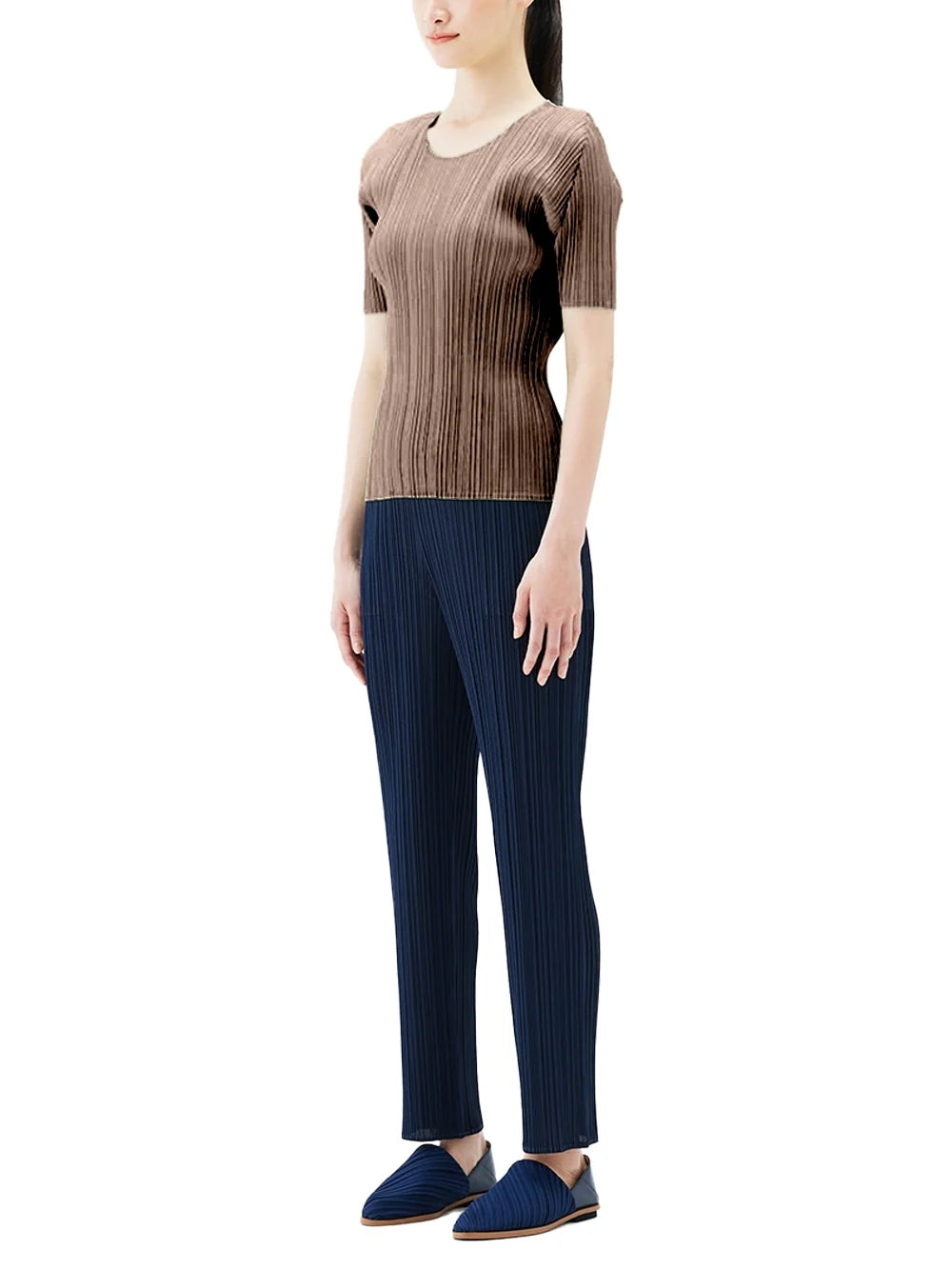 Issey Miyake Pleats Please Top — Brown, view 4