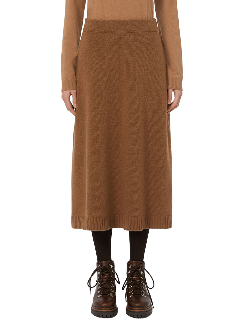 Weekend Maxmara Wool Knit Skirt — Brown, view 3