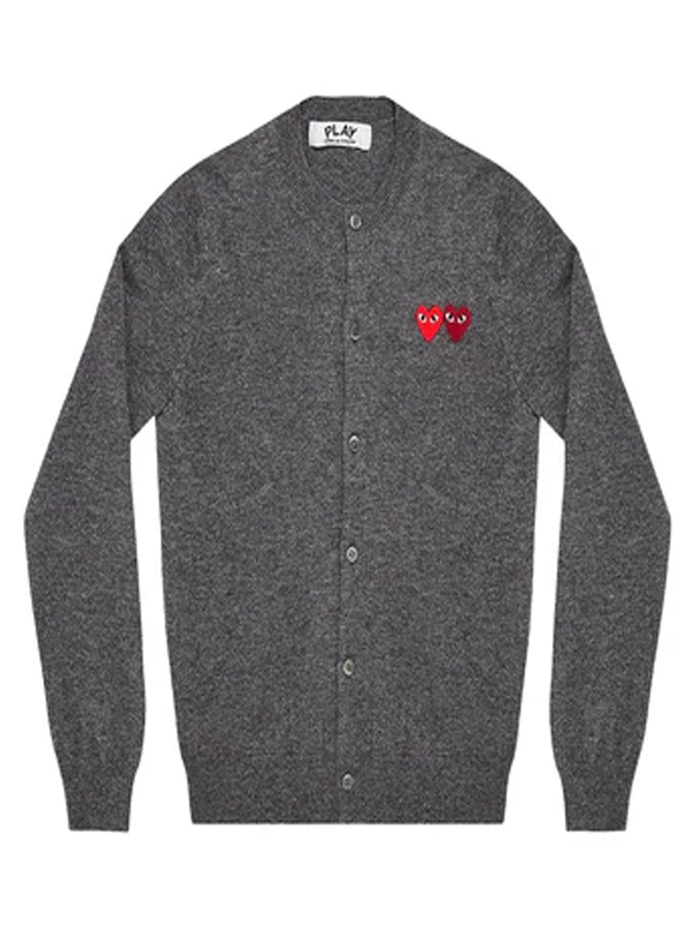 Comme Des GarçOns Play Logo-Embroidered Double Heart Cardigan — Gray by Comme Des Garçons Play