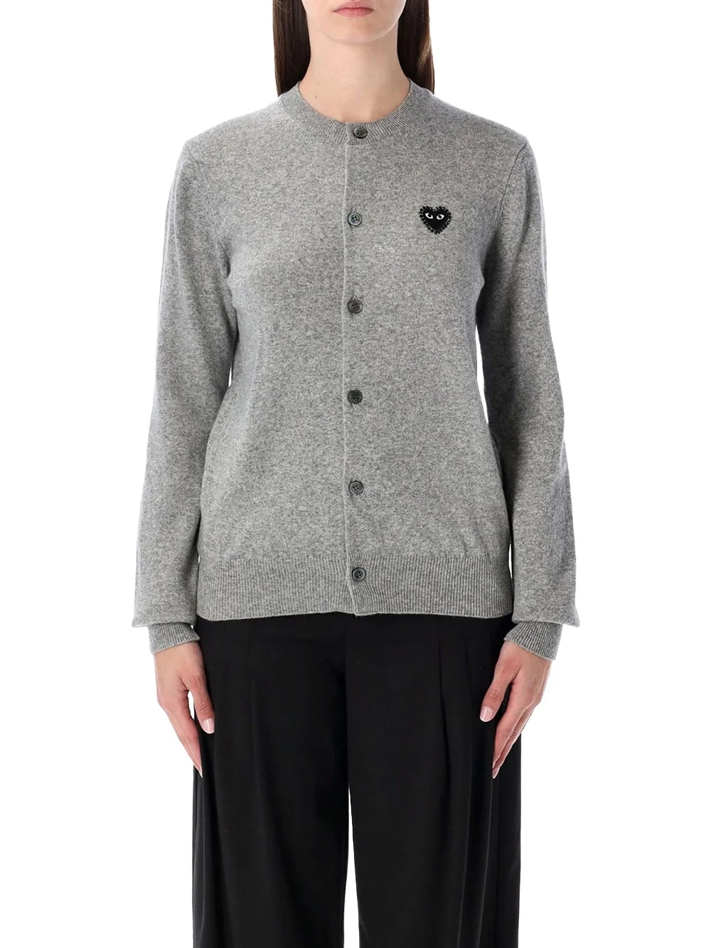 Comme Des GarçOns Play Heart-Emblem Wool Cardigan — Gray, view 4