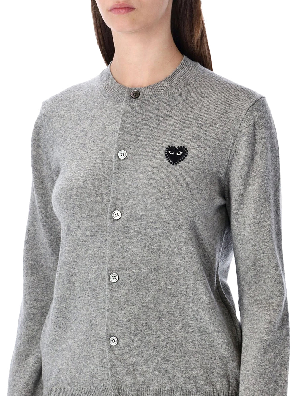 Comme Des GarçOns Play Heart-Emblem Wool Cardigan — Gray, view 5