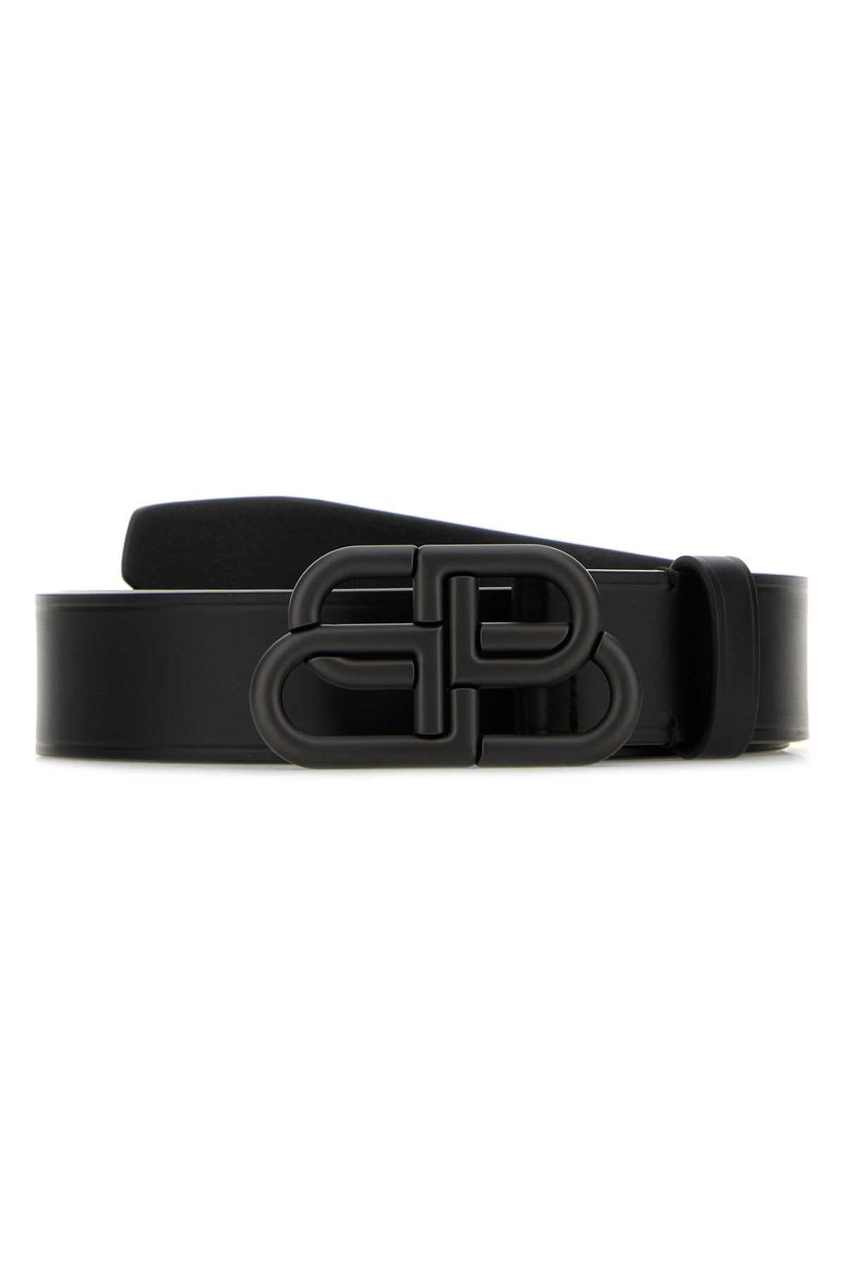 Balenciaga Logo-Buckle Leather Belt — Black by Balenciaga