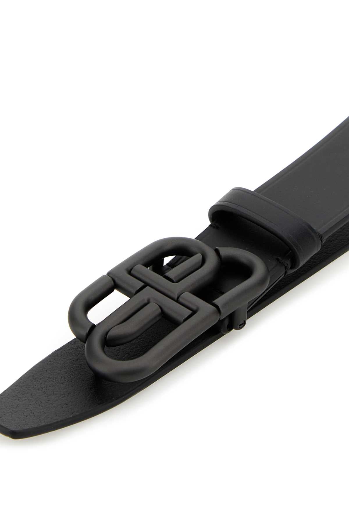 Balenciaga Logo-Buckle Leather Belt — Black, view 4