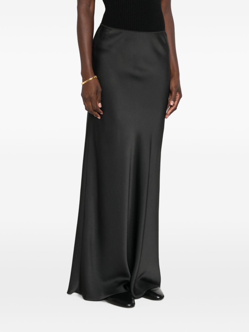 Fabiana Filippi Satin Finish Skirt — Black, view 3