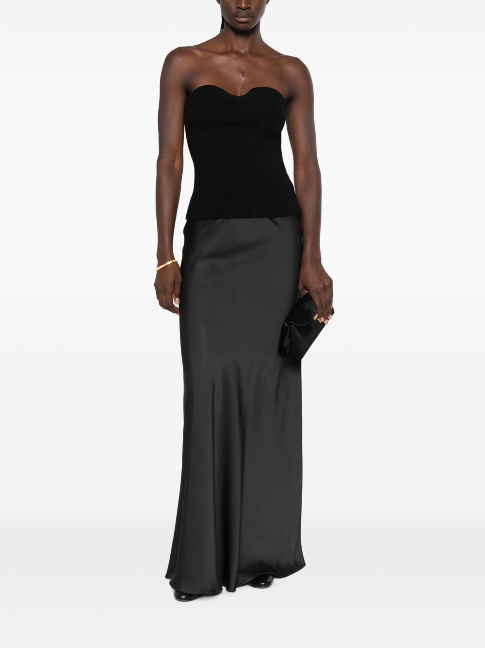 Fabiana Filippi Satin Finish Skirt — Black, view 4