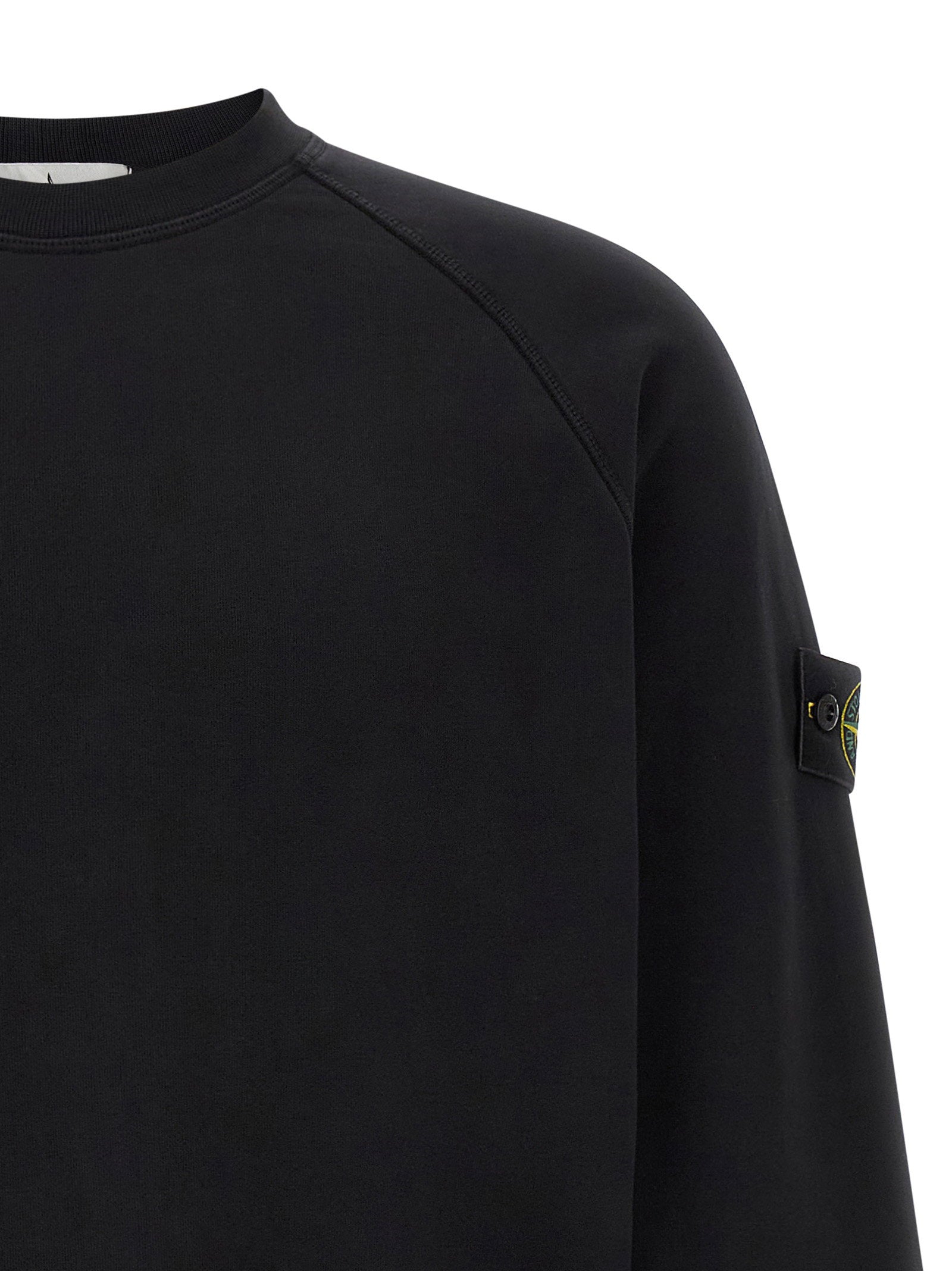 Stone Island Raglan Crew Neck Sweatshirt — Black, view 3