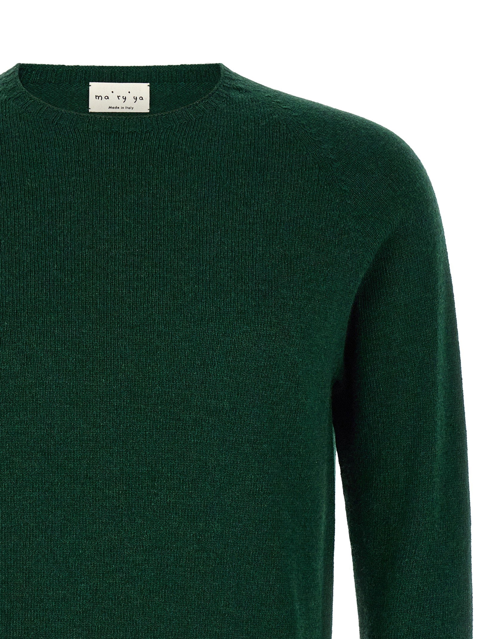 Ma'ry'ya Cashmere Blend Crew-Neck Sweater — Forest Green, view 3