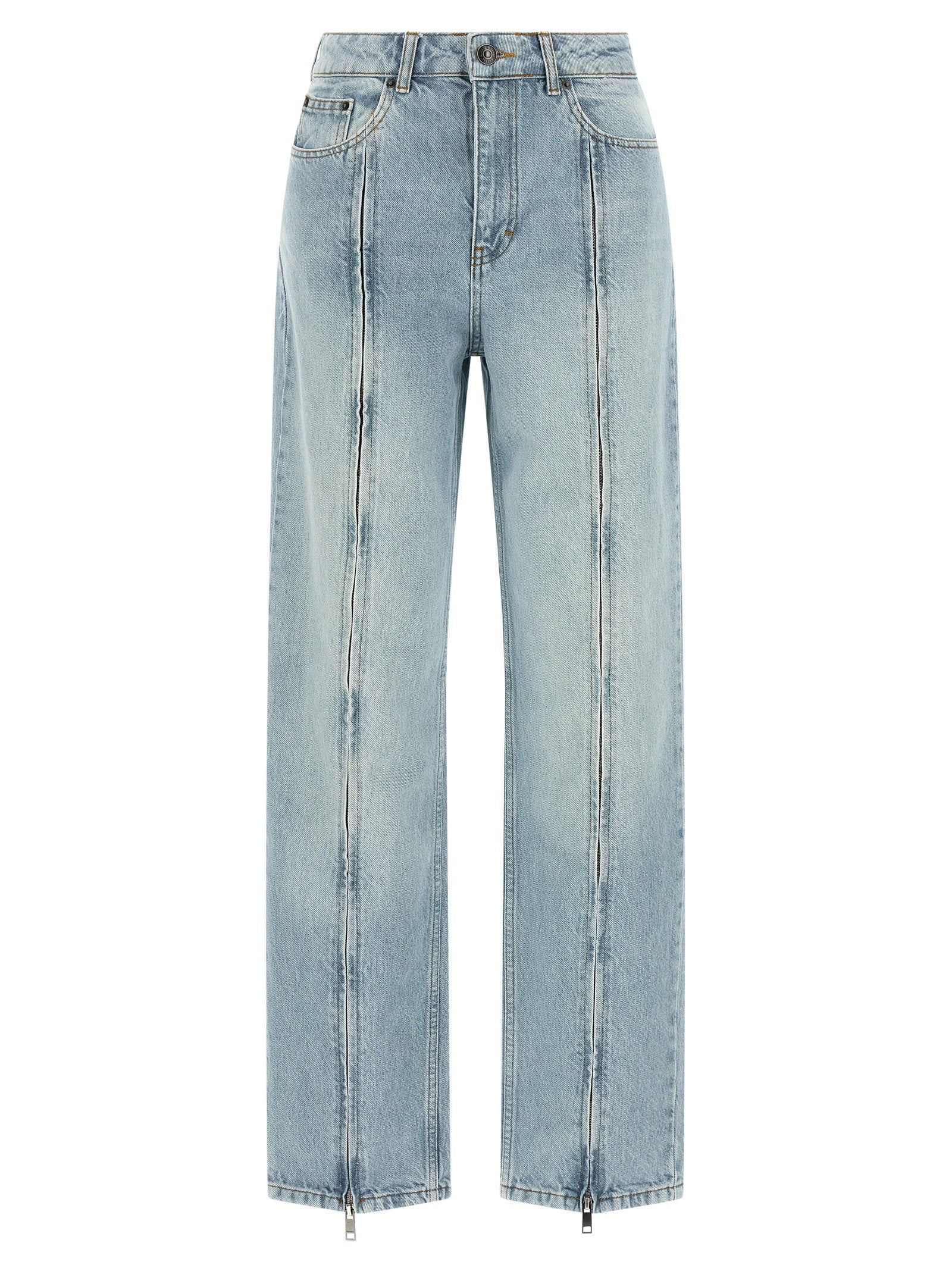 Rotate Birger Christensen Front Zip Organic Cotton Jeans — Light Blue by Rotate Birger Christensen