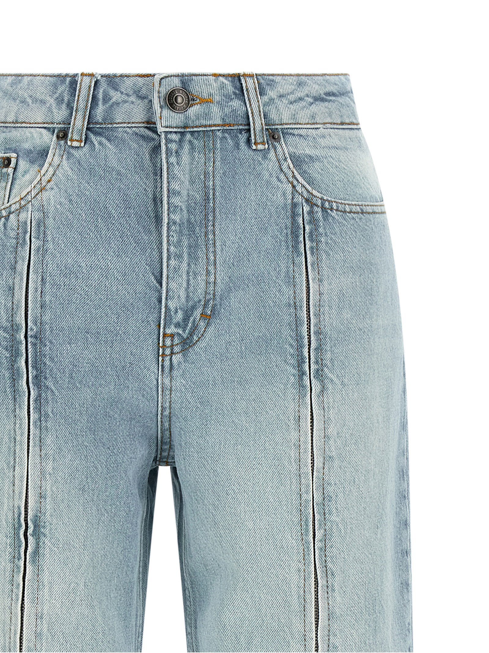 Rotate Birger Christensen Front Zip Organic Cotton Jeans — Light Blue, view 3