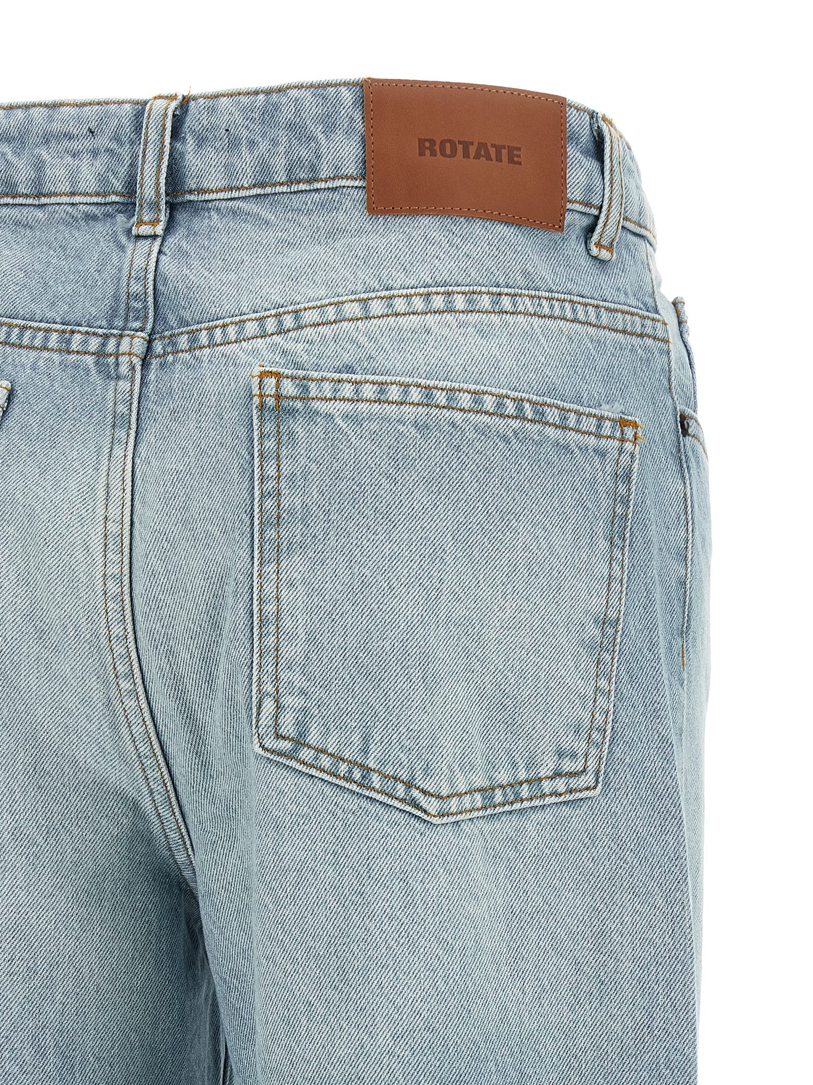 Rotate Birger Christensen Front Zip Organic Cotton Jeans — Light Blue, view 4