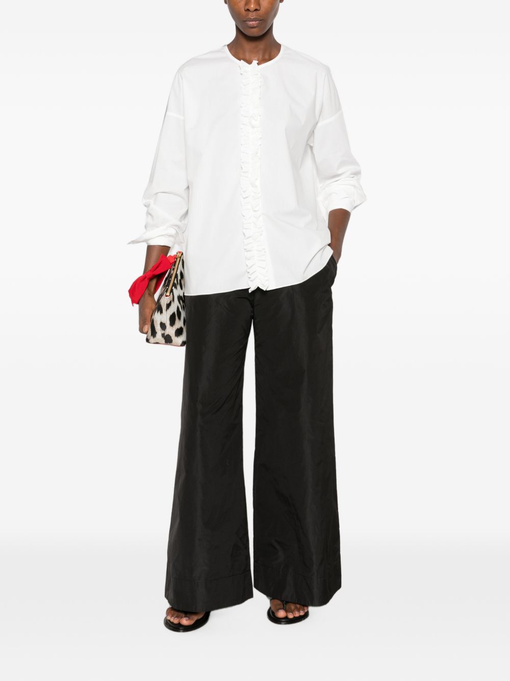 SUSANNE BOMMER Technical Taffeta Wide-Leg Trousers — Black, view 4