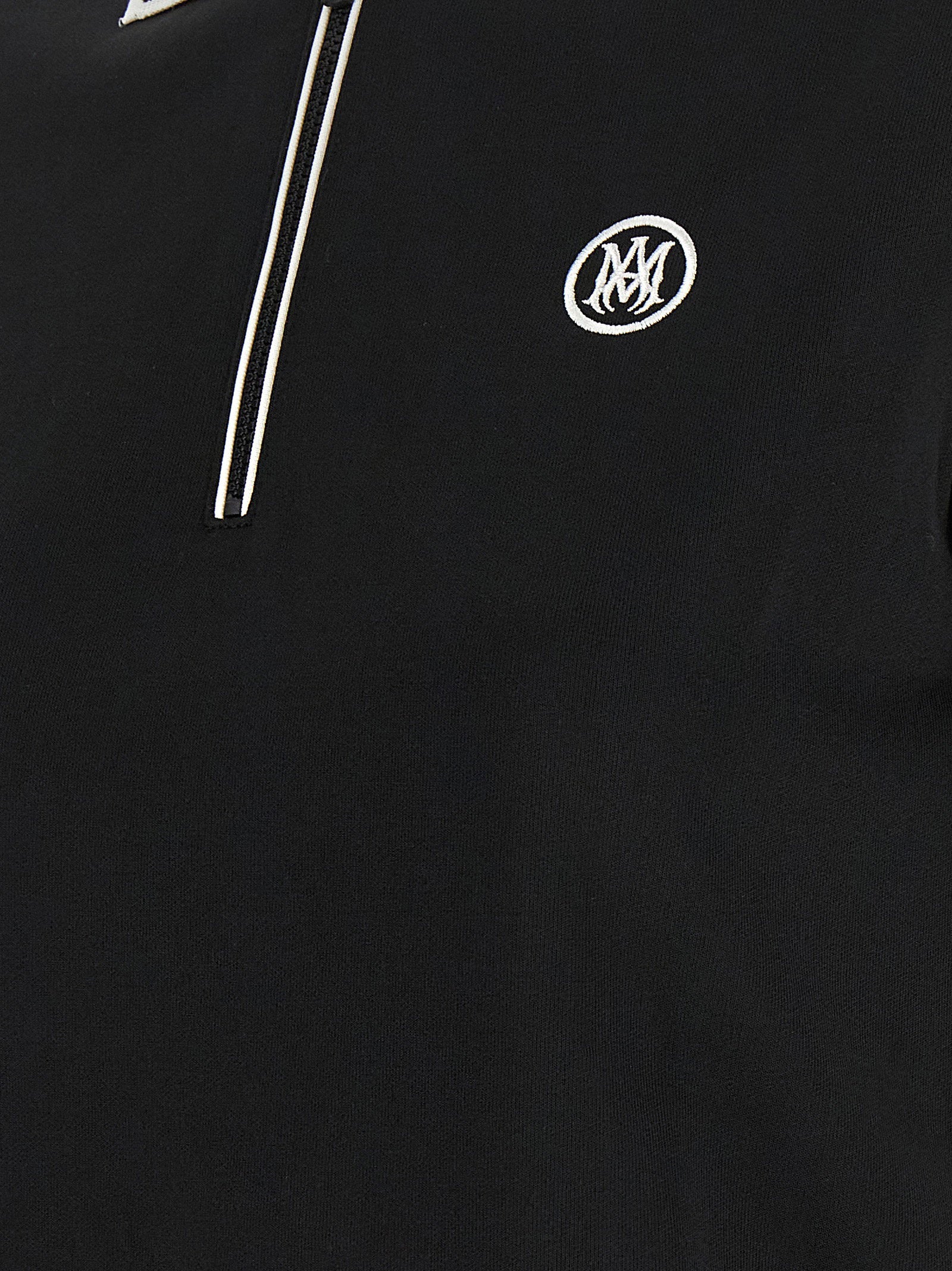 Amiri Half-Zip Cotton Blend Polo Shirt — Black, view 4