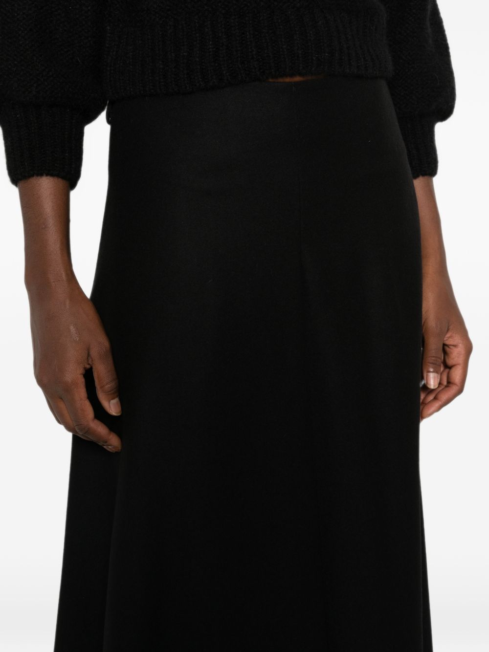 SUSANNE BOMMER Felted Wool A-Line Skirt — Black, view 2