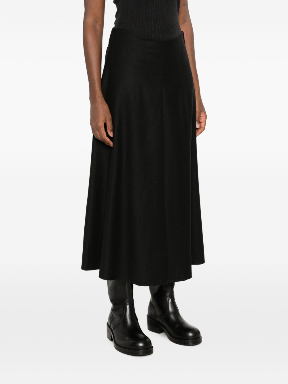 SUSANNE BOMMER Felted Wool A-Line Skirt — Black, view 3